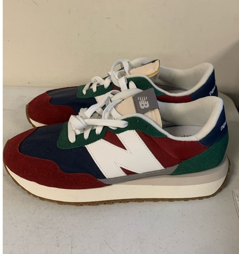 New Balance Men’s Size 11.5 The Intelligence Choice 237 Sneakers, Red Green Navy